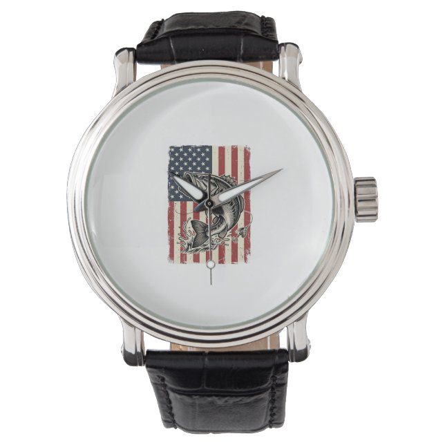 Montre Conception de chemise de drapeau américain de pêch (devant)