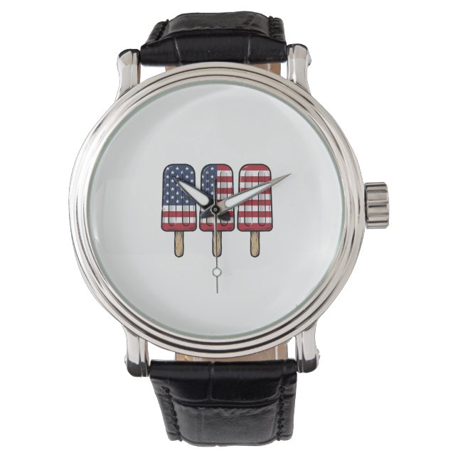 Montre Conception de chemise de drapeau de popsicle patri (devant)
