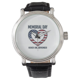 Montre Conception de chemise de jour du souvenir cœur hon