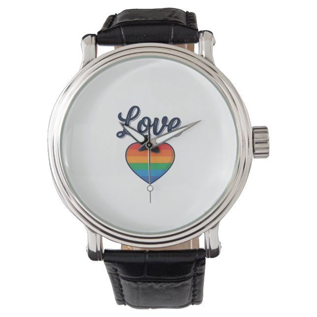 Montre Conception de chemise vectorielle Love Rainbow Hea (devant)