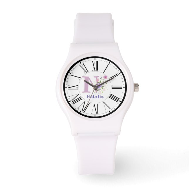 Montre Conception de chiffre romain avec initiale et nom (Recto)