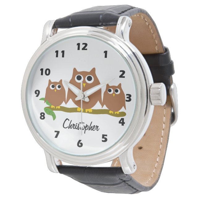 Montre Conception de chouette personnalisée (Incliné)