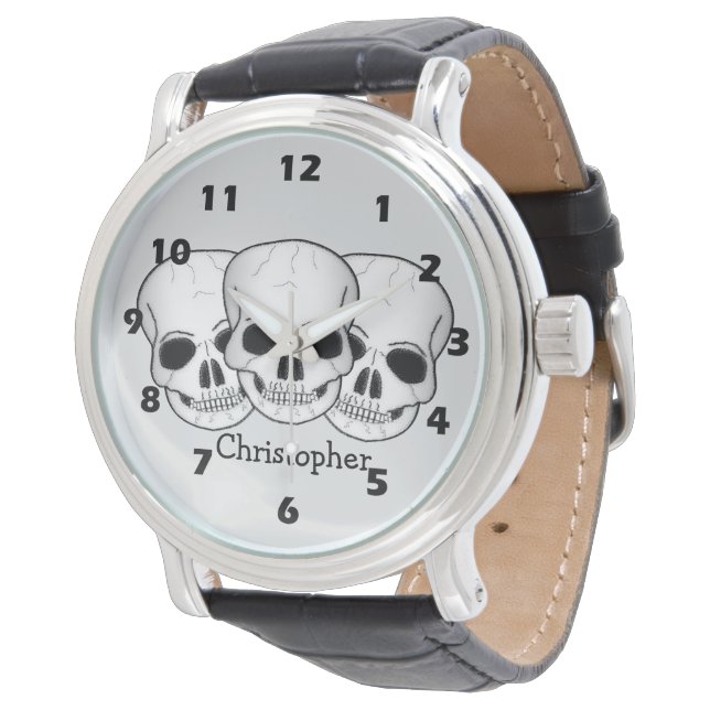 Montre Conception de crâne d'art fantastique (Incliné)