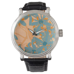 Montre Conception de feuille contemporaine en pêche 