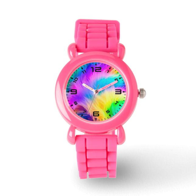 Montre Conception de fourrure aux couleurs de l'arc-en-ci (Recto)