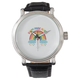 Montre Conception de gravure vintage arc-en-ciel Mois de
