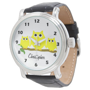 Montre Conception de hibou jaune personnalisée
