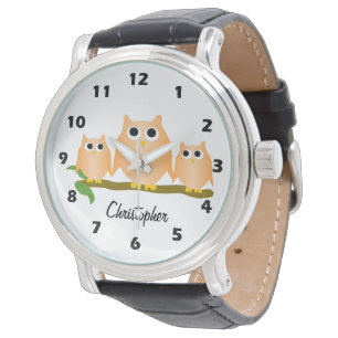 Montre Conception de hibou orange personnalisée