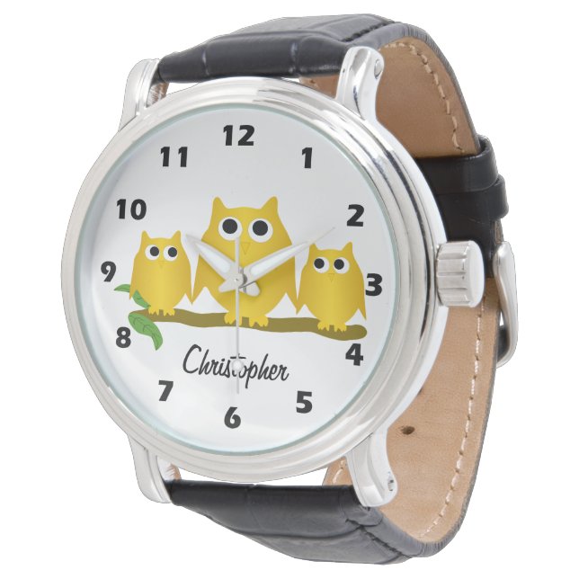 Montre Conception de hiboux en or personnalisée (Incliné)