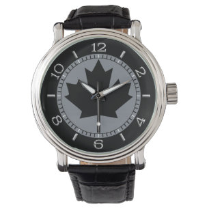 Montre Conception de la feuille d'érable noire canadienne