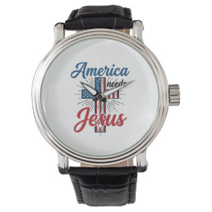 Montre Conception de t-shirt croix patriotique L'Amérique