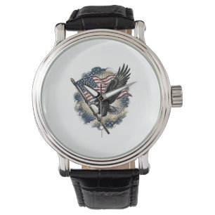 Montre Conception de T-shirt Patriotique Drapeau Aigle Vi