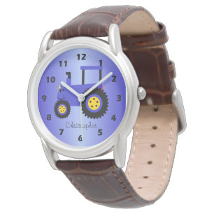 Montre Conception de tracteur bleu personnalisée