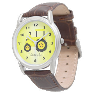 Montre Conception de tracteur jaune personnalisée