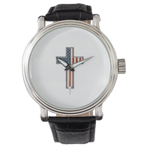 Montre Conception de vecteur de croix patriotique en détr