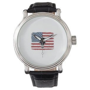 Montre Conception de vecteur de drapeau américain de crân