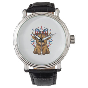 Montre Conception de vecteur de vache Highland patriotiqu