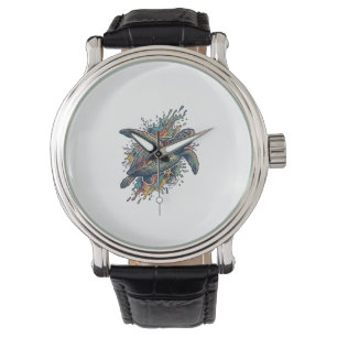 Montre Conception de vecteur d'éclaboussure de tortue de