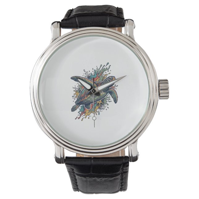 Montre Conception de vecteur d'éclaboussure de tortue de  (devant)