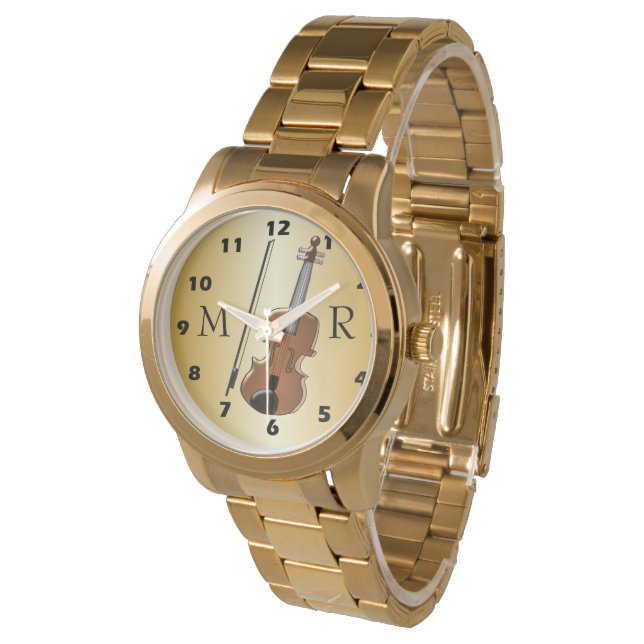 Montre Conception de violon monogrammée (Incliné)