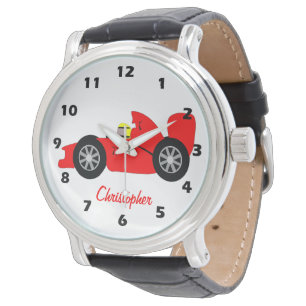 Montre Conception de voiture de course rouge personnalisé