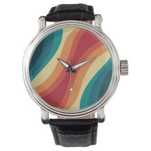 Montre Conception d'ondes de style rétro multicolore
