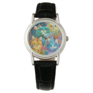 Montre Conception du chat mignon avec nom personnalisé