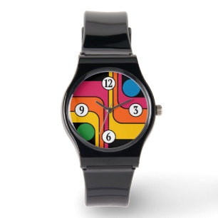 Montre Conception géométrique de style rétro années 70 Mo