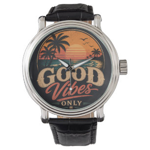 Montre Conception Rétro de Coucher de Soleil Bonnes Vibra