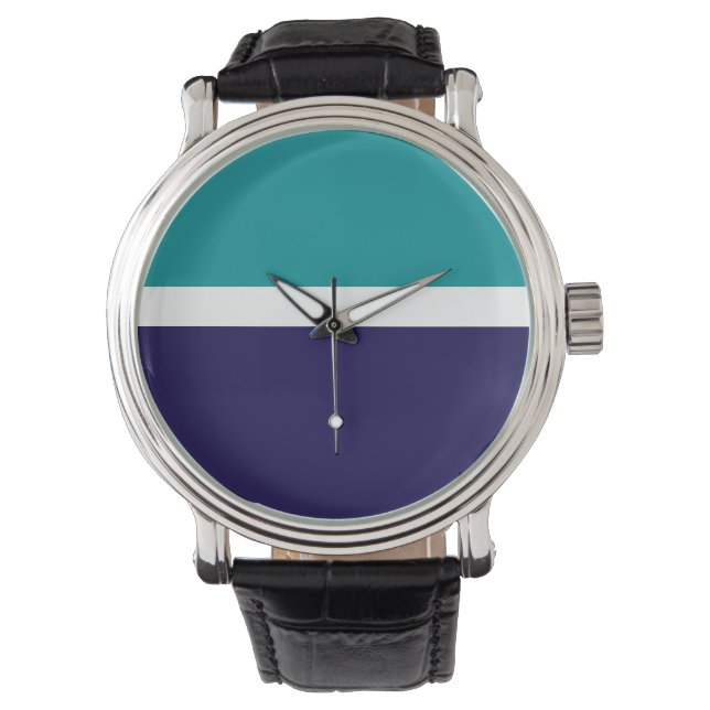 Montre Conception turquoise de blocs de couleur bleu blan (devant)
