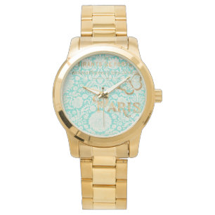 Montre Conception vintage d'or de Paris avec le papillon