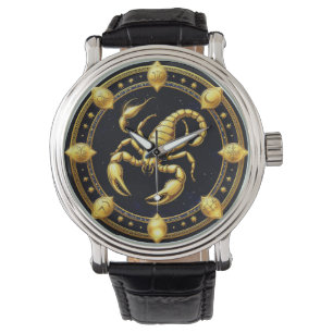 Montre Conception Zodiaque Scorpion Doré avec Ornements