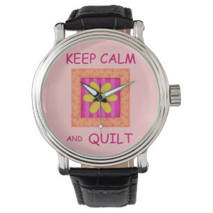 Montre Conserver le calme et le bloc de fleurs appliqué d