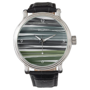 Montre Contemporain Design Vert Vague Personnaliser