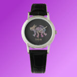 Montre Cool Aztec Design Chien<br><div class="desc">Cool, multicolore, chien design aztèque. Ajoutez votre nom pour personnaliser.</div>