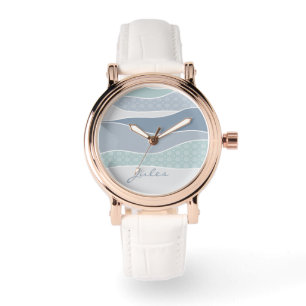 Montre Cool Bleu Vert Bleu Bleu Baies Courbées Abstraites