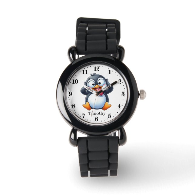 Montre Cool boys pingouin ajouter nom (Recto)