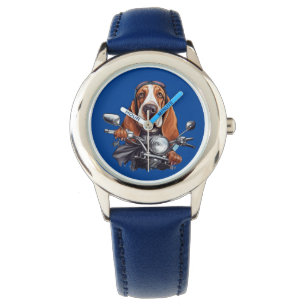 Montre Cool chien biker, joli basset hound chien conducte