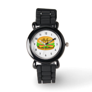 Montre Cool et amusant yummy burger Monogramme et numéros