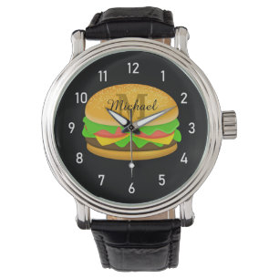 Montre Cool et amusant yummy burger Monogramme et numéros