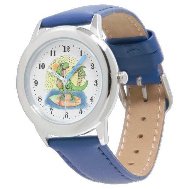 Montre cool garçons plage dinosaure été (Incliné)