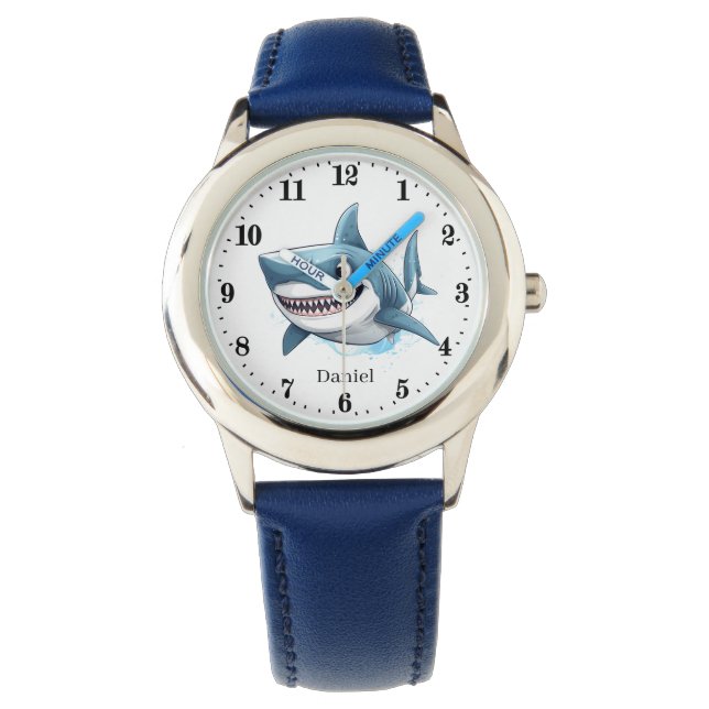 Montre Cool garçons requin ajouter nom (devant)