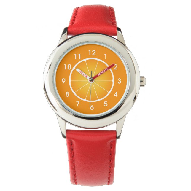 Montre Cool Juicy Orange tranche de fruits avec chiffres (devant)