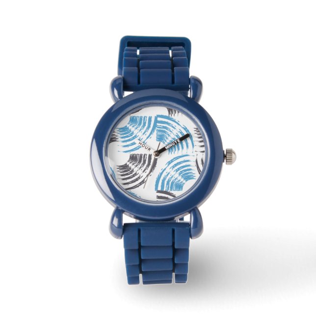 Montre Cool, moderne, bleu abstrait tendance (Recto)