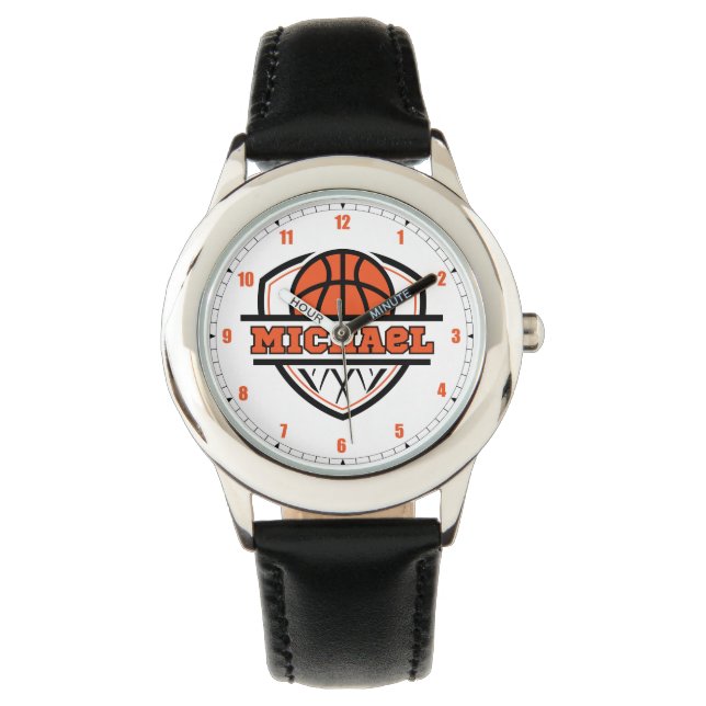 Montre Cool Orange Black Basketball Regarder Sport (devant)
