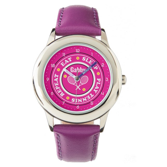 Montre Cool pink tennis slogan with custom name (devant)