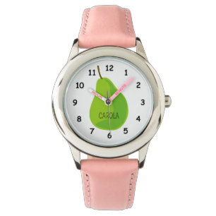 Montre cool pour enfants avec dessin poire verte