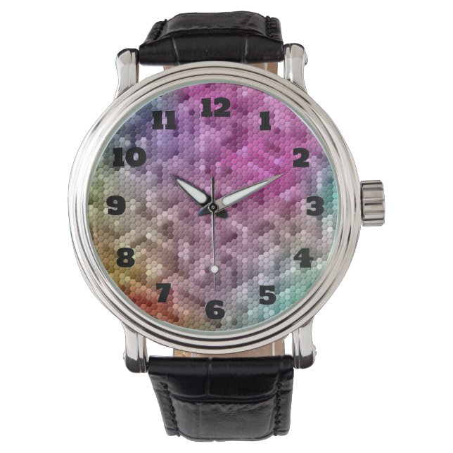 Montre cool Rainbow Color Mosaic (devant)