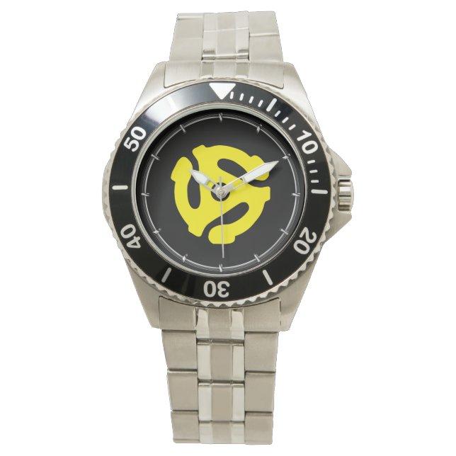 Montre COOL Retro Jaune 45 espaceur DJ (devant)