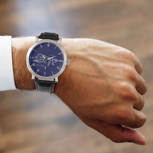 Montre Cool simple Cessna avion & nuages, Aviation (Créateur téléchargé)